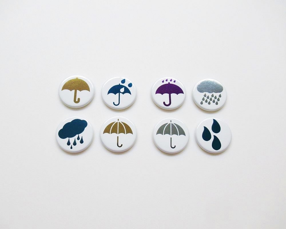 ​Umbrellas and Clouds Foil Magnets