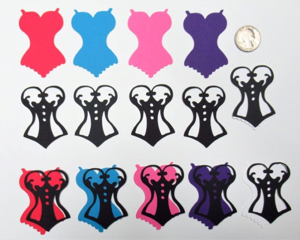 Corset Die Cut Layers, Black on Bold Colors