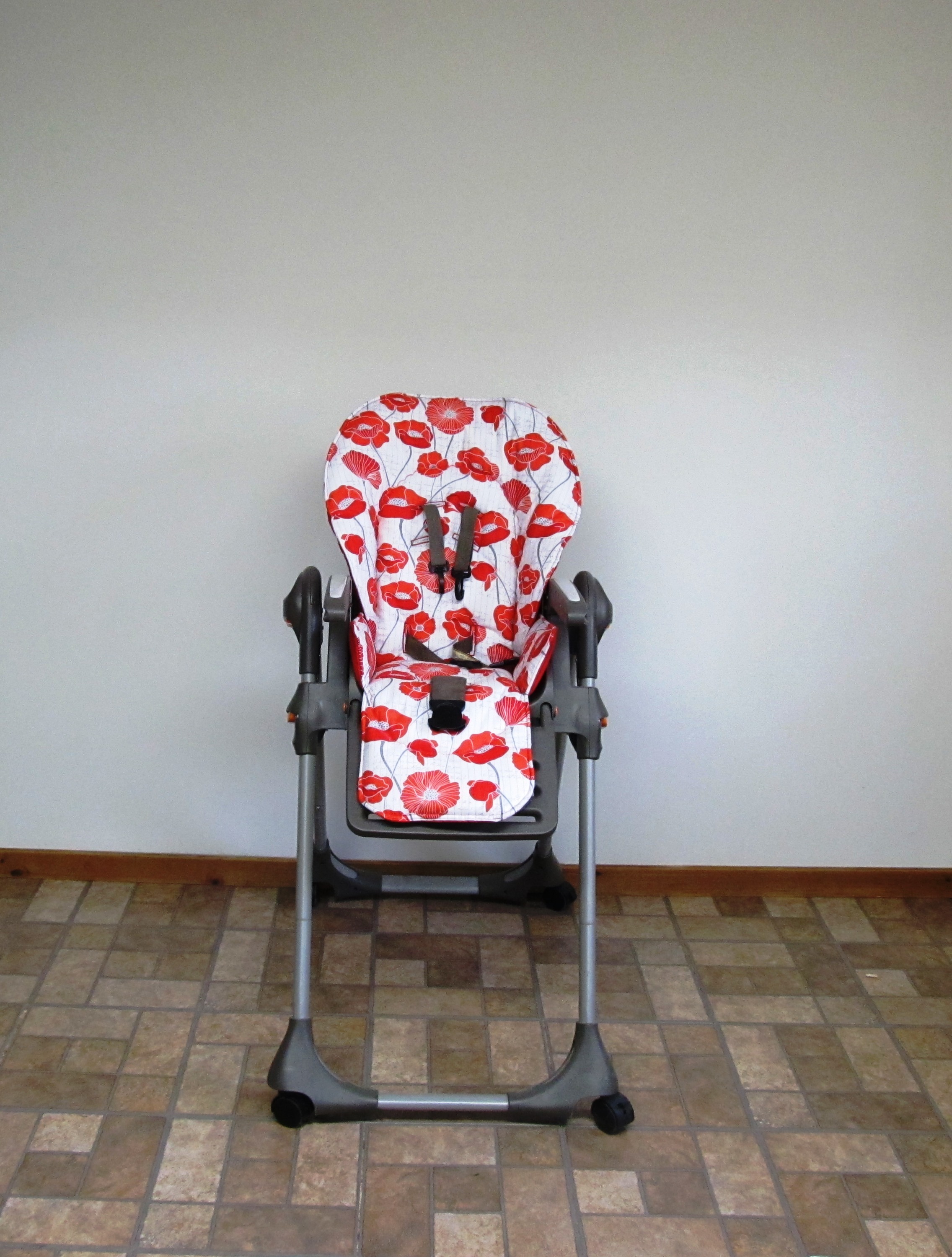 french red poppies highchair replacement pad